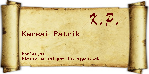 Karsai Patrik névjegykártya